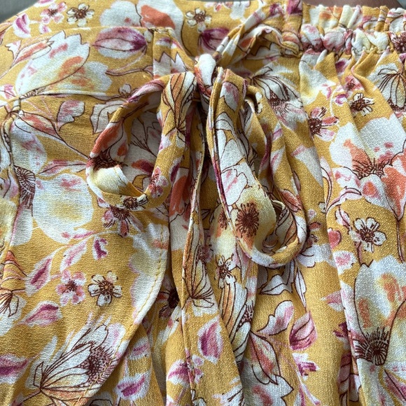 Rachel Zoe Floral Ruffle Wrap-Around midi Skirt Yellow size small - Picture 9 of 11